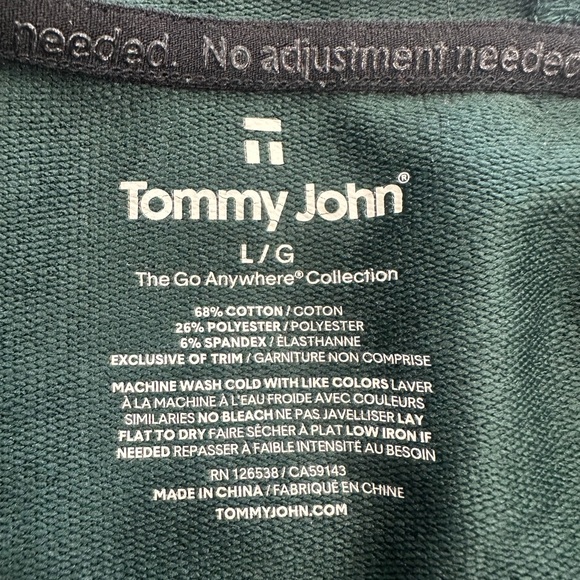 Tommy John Go Anywhere Hoodie Dark Forest Green Large FA22 Pullover - Picture 8 of 8